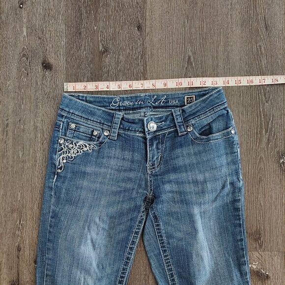 Grace in LA Boot Cut Embellished Jeans 3/25 - Picture 8 of 11